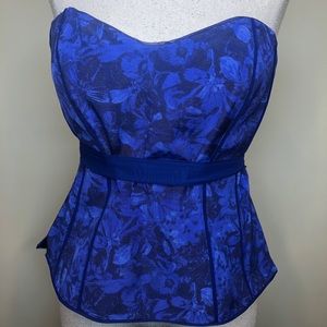 White House Black Market Blue Floral Corset top